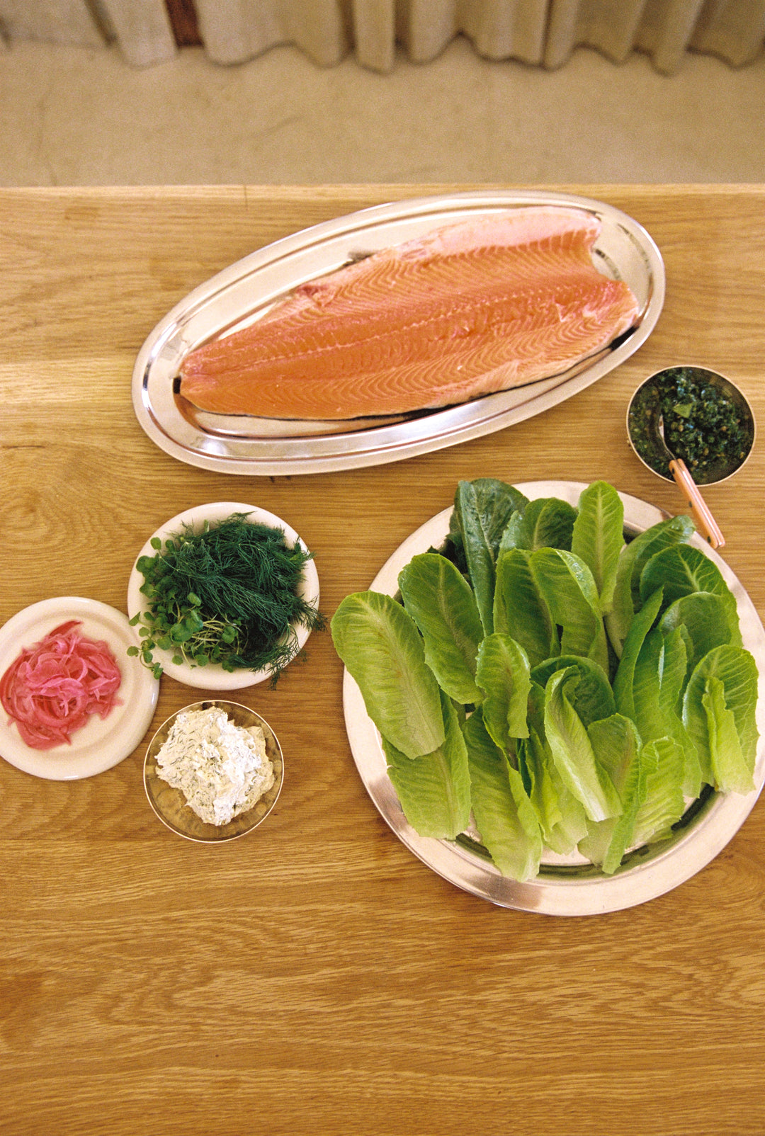 Whole baked Salmon belly w/ salsa verde