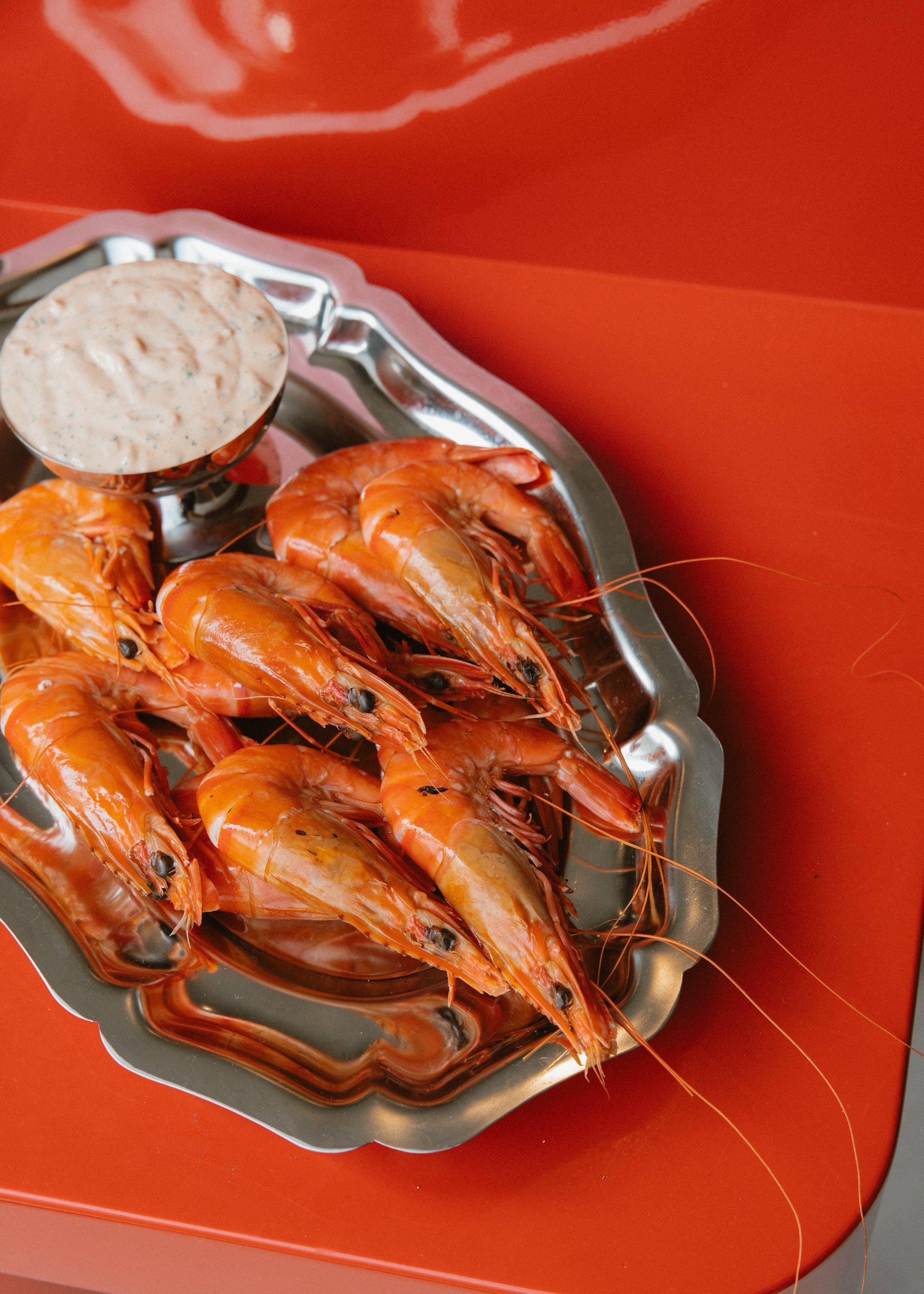 cooked ballina prawns with maria's seafood sauce