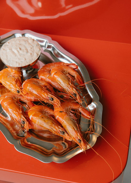 Cooked Ballina Prawns with Maria's seafood sauce