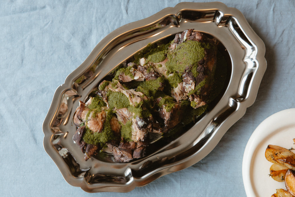 Braised lamb shoulder with salsa verde